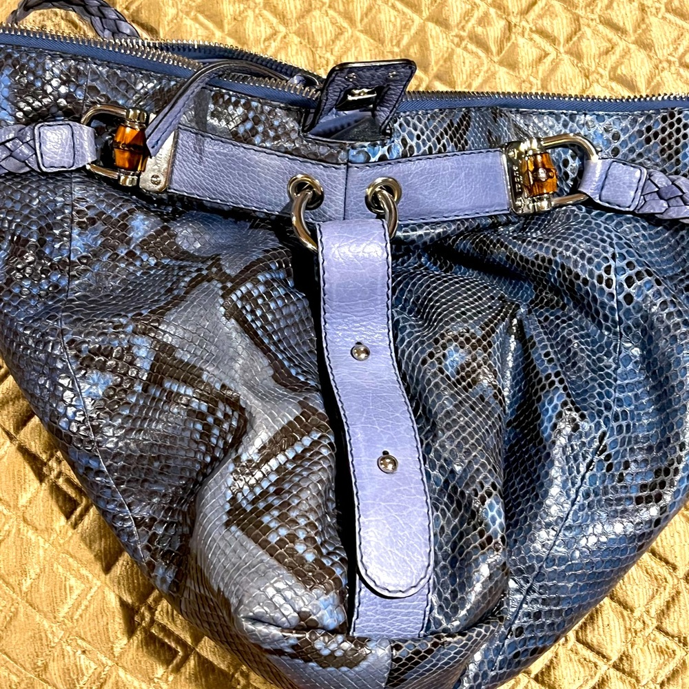 Authentic Large Gucci Blue Python Shoulder Bag - image 6